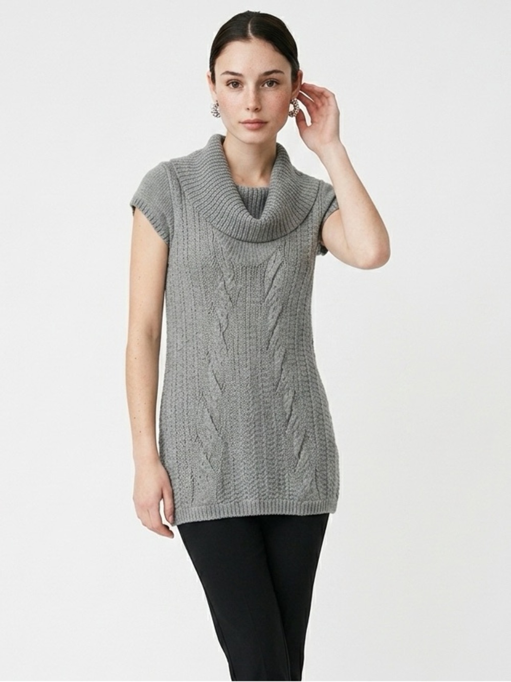 EXPRESS | Tunic Sweater Dress Gray Cable Small